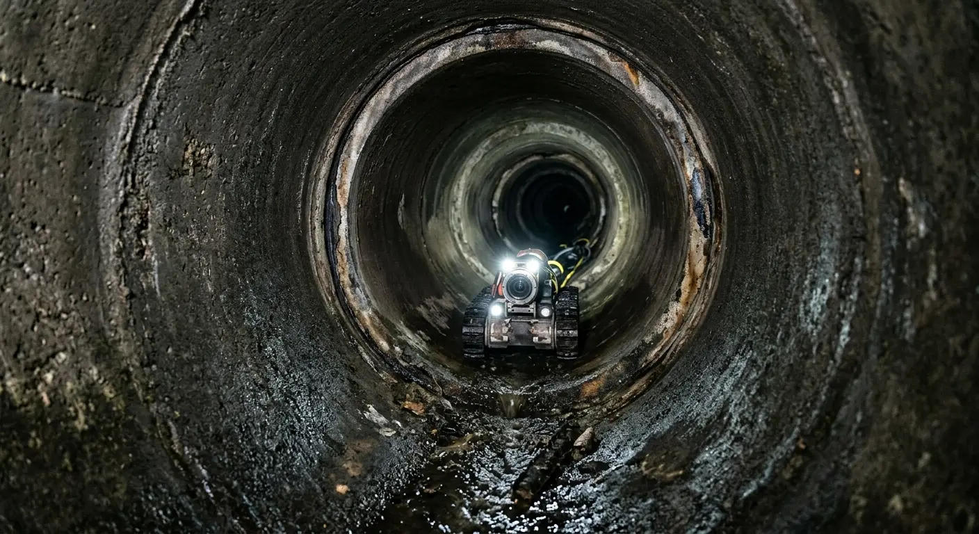 Robotic sewer camera inspecting pipe interior for Drain Snake Service in Montgomery Village
